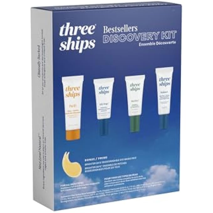 Three Ships - DISCOVERY BEAUTY SKINCARE KIT | PURIFY GEL CLEANSER (10ML), JELLY DROPS SERUM (5ML), SKIN HERO SERUM (5ML), RADIANCE HYDRATING CREAM (7G) - Image 2